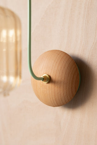 Image of the base for the Mint Green Metal & Ribbed Glass Wall Light