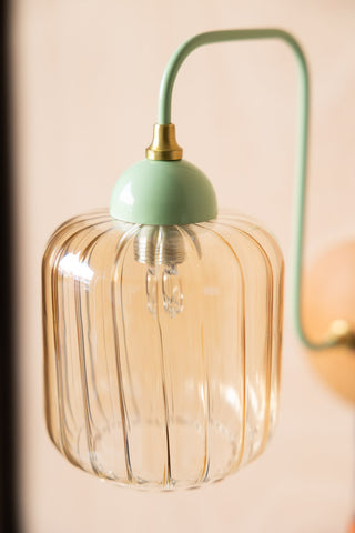 Image of the shade for the Mint Green Metal & Ribbed Glass Wall Light