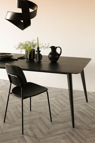 Black Dining Table against a white background