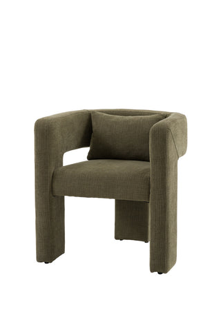 Cutout of the Modern Green Accent Chair with Bolster Cushion on a white background.