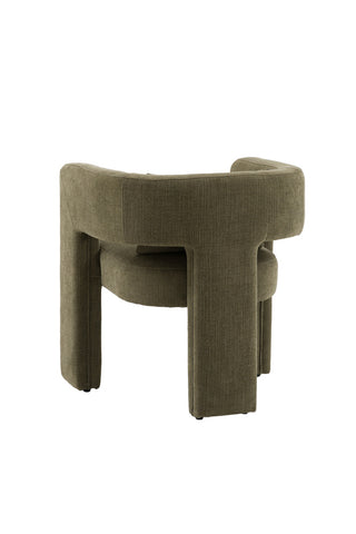 The Modern Green Accent Chair with Bolster Cushion seen from the back, on a white background.