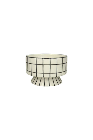 Image of the Monochrome Checkered Bowl On Stand on a white background
