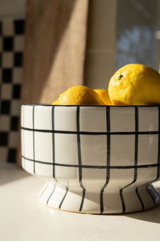 Image of the Monochrome Checkered Bowl On Stand