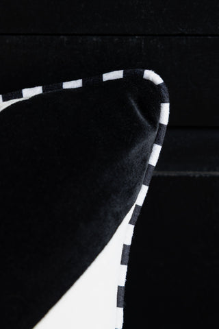 Detail image of the Monochrome Diagonal Stripe Velvet Cushion