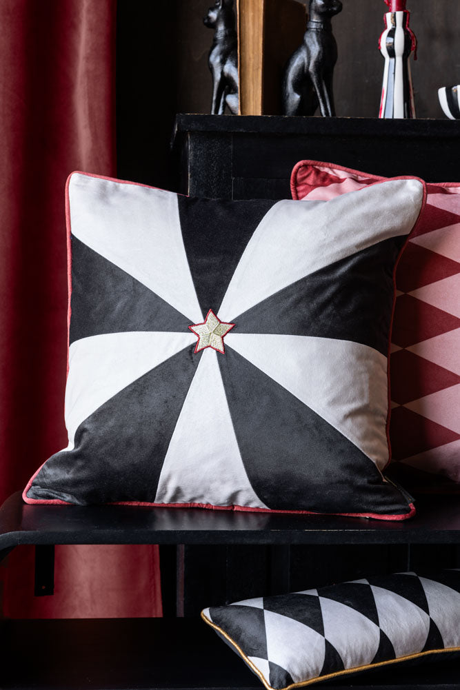 Monochrome Embroidered Star Cushion | Rockett St George