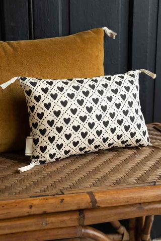 Image of the pattern on the Mini Monochrome Heart Cotton Cushion