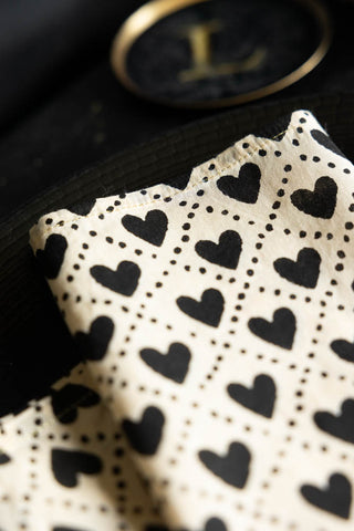 Detail image of the Monochrome Heart Cotton Napkin