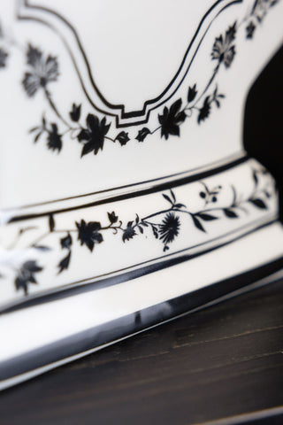 Close-up of the print on the base of the Monochrome La Vie En Rose Vase.