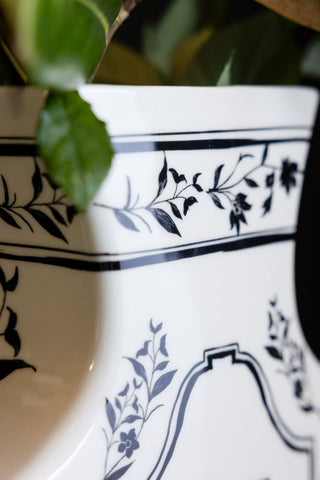 Close-up of the design at the top of the Monochrome La Vie En Rose Vase.