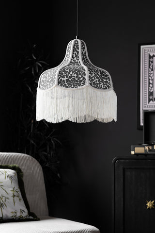 Image of the Monochrome Leopard Print Tassel Edge Ceiling Light