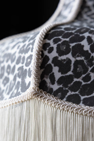 Detail image of the Monochrome Leopard Print Tassel Edge Ceiling Light