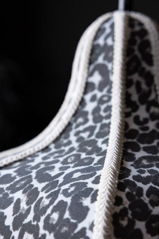 Image of the finish on the Monochrome Leopard Print Tassel Edge Ceiling Light