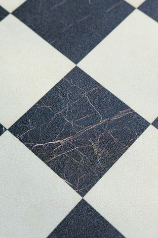 A detail showing the marble-effect texture of the Monochrome Marble Tile Effect Durable Runner.
