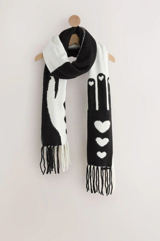 Image of the Monochrome Printed Hands Scarf on a white background