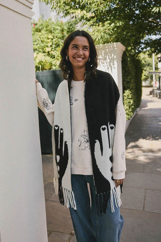 Image of the Monochrome Printed Hands Scarf