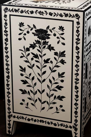 Monochrome Rose Noir Bedside Table
