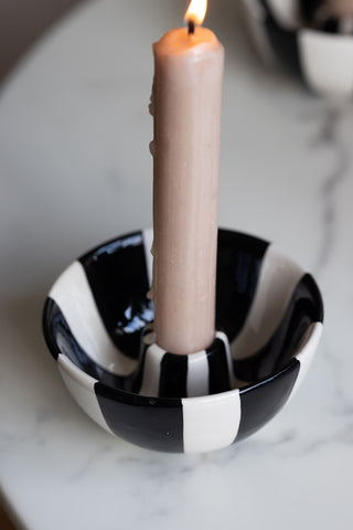 Image of the finish for the Black & White Stripe Candlestick Holder
