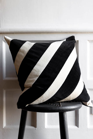 Detail image of the Monochrome Stripe Velvet Cushion