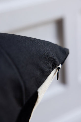 Image of the zip for the Monochrome Stripe Velvet Cushion