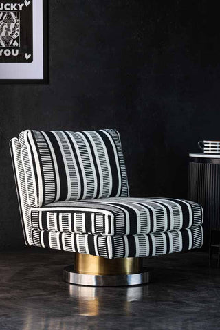 Lifestyle image of the Monochrome Stripe Swivel Chair