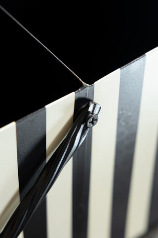 Close-up of the side of the Monochrome Stripe "Booze" Wine Bottle Carrier.