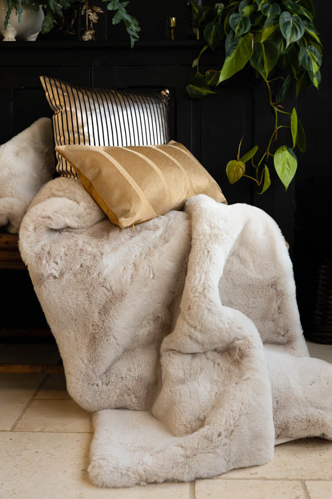 Natural Faux Fur Throw Rockett St George - Main Image