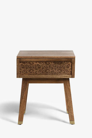 Image of the Natural Leopard Print Bedside Table on a white background