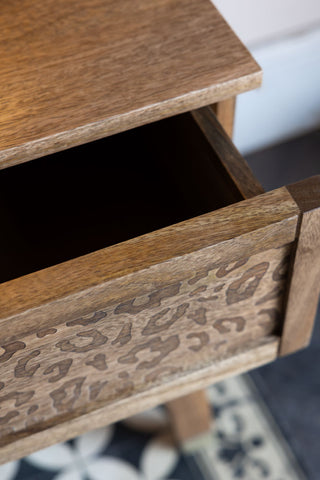 Detail image of the Natural Leopard Print Bedside Table