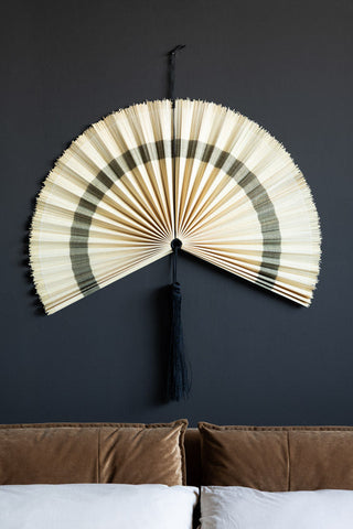 Image of the Natural & Black Fan Wall Decoration