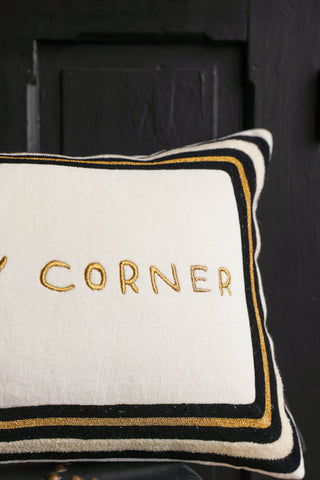 Detail image of the Naughty Corner Cushion
