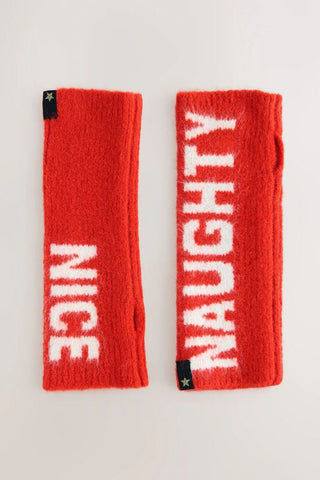 The Naughty or Nice Handwarmers laid flat and displayed on a white background.