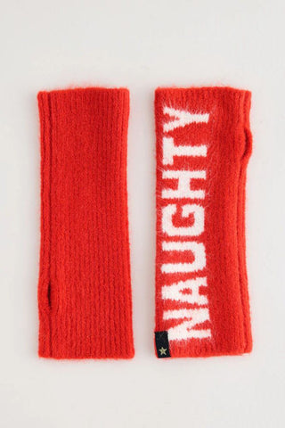 The Naughty or Nice Handwarmers with one showing the plain reverse side, laid flat and displayed on a white background.