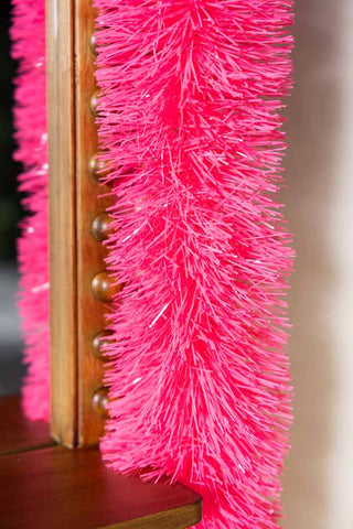 Close-up of the texture of the Neon Pink Tinsel.