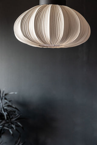Image of the Neutral Pleated Fabric Flush Ceiling Light