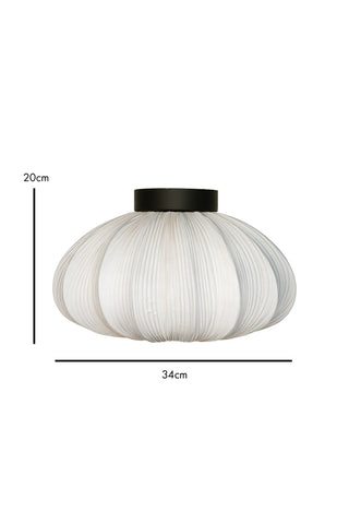 Dimension image of the Neutral Pleated Fabric Flush Ceiling Light