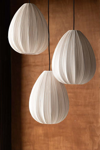 Image of the Neutral Pleated Fabric Teardrop Ceiling Light