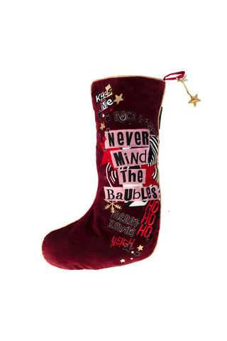 Image of the Never Mind The Baubles Christmas Stocking on a white background