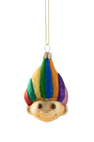 Cutout of the Retro Troll-Inspired Christmas Tree Decoration on a white background.