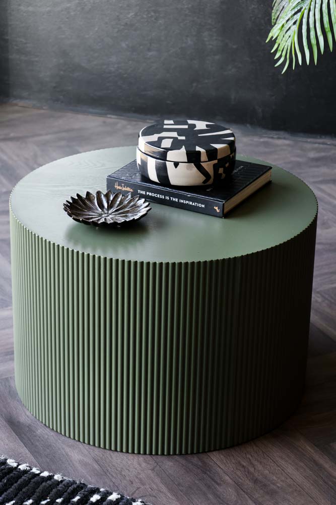 Olive Green Ribbed Coffee Table