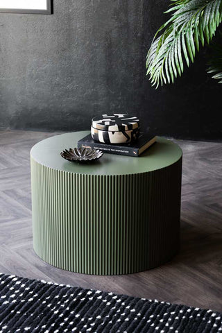 Detail image of the Olive Green Ribbed Coffee Table