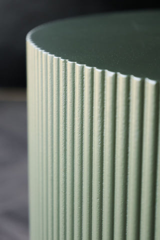 Image of the finish for the Olive Green Ribbed Coffee Table