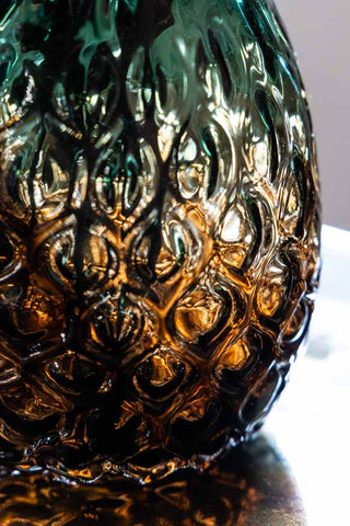 Detail image of the Ombre Green Pineapple Glass Vase