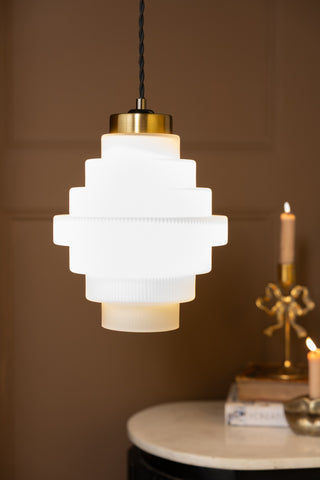 Lifestyle image of the Tiered Opal Glass Easyfit Ceiling Light Shade