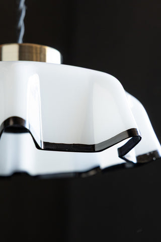 Image of the curved detailing on the Monochrome Pleated Glass Easyfit Ceiling Light Shade. 