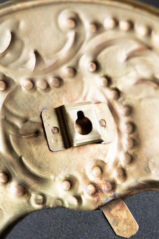 Image of the back of the Ornate Bronze Metal Heart Mirror