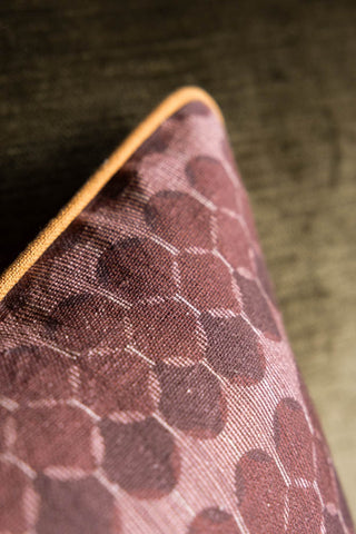 Close up of the piping on the corner of the Beautiful Pansy Flower Cushion