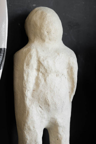 Close-up image of the Paper Mache Man Sculpture