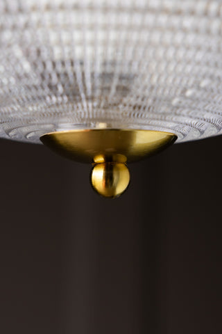 Close-up of the gold detailing on the bottom of the Parisian Gold & Glass Pendant Ceiling Light.