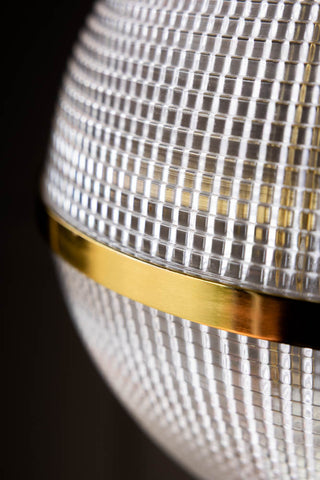 Close-up of the gold detail around the centre of the Parisian Gold & Glass Pendant Ceiling Light.