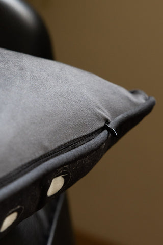 Image of the zip on the Party Mix Cassette Print Cushion